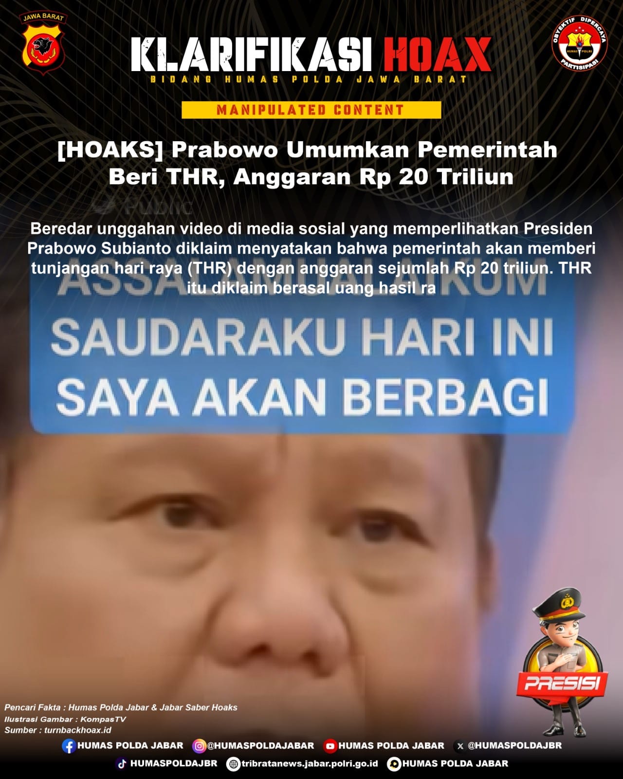 Hoaks THR Rp 20 Triliun dari Rampasan Koruptor: Cek Fakta Klaim Terkait Pernyataan Presiden Prabowo Subianto